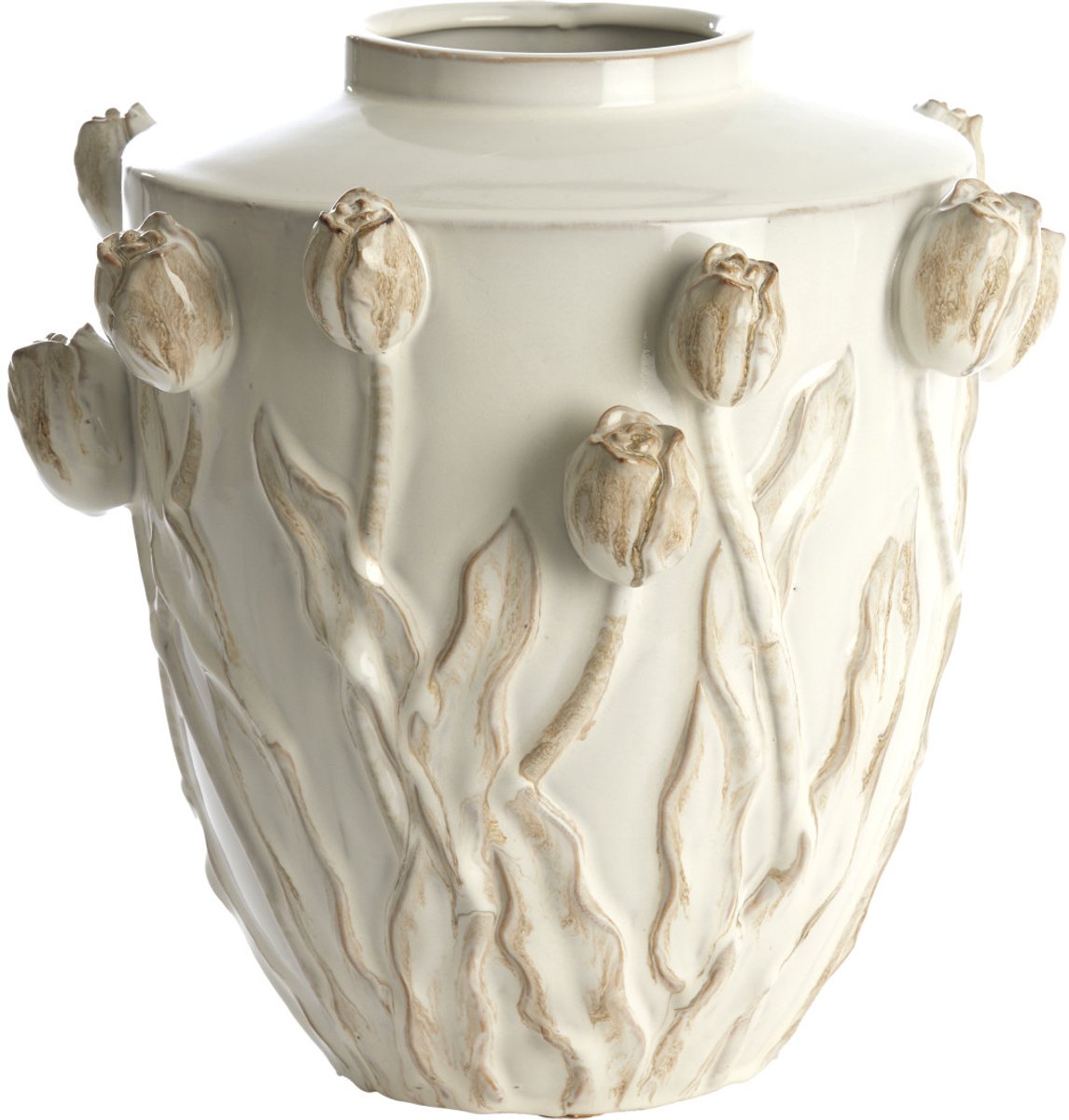 JUANA keramiekvaas in crème – Ø36x36 cm