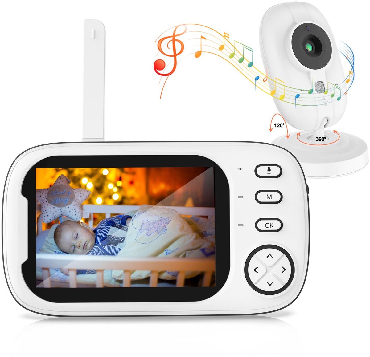 Lumehelbed Videobabyfoon met Camera 3,5" LCD Scherm - Lumehelbed Handels - €57,99