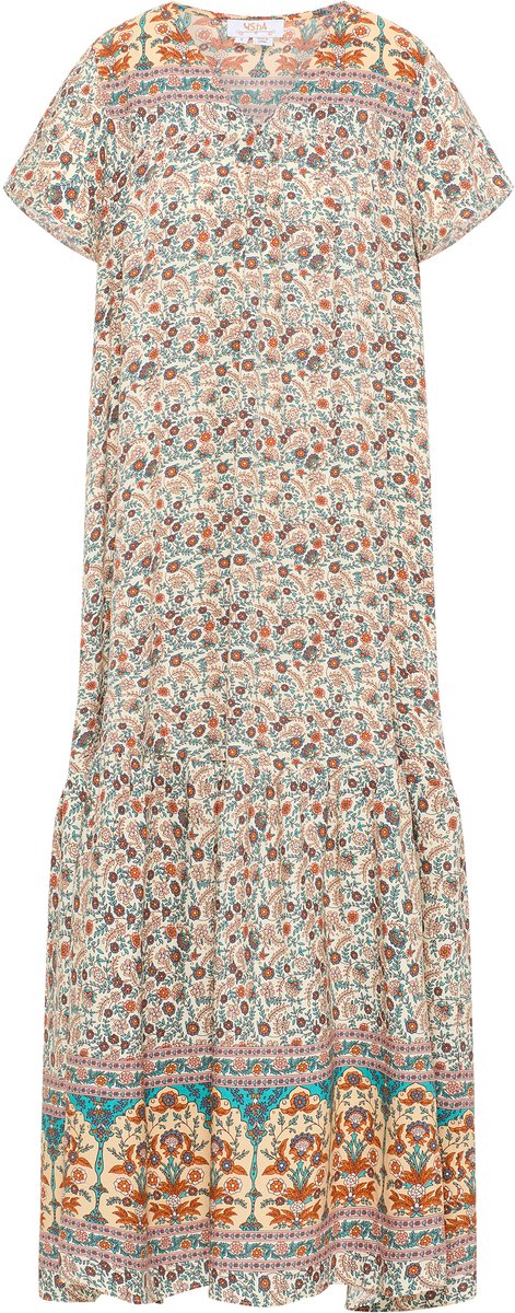 Usha Zomerjurkje met bloemenprint Wol Wit Veelkleurig