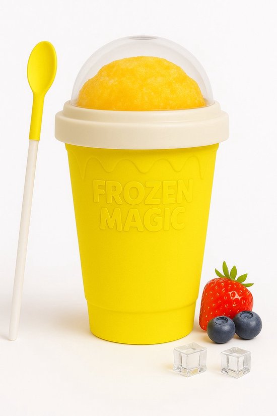 Joya Party® Slushy Maker Beker Geel 300 ML | Zelf Slush drankjes Maken | IJsbeker voor Kinderen & Volwassenen | Herbruikbare Slush Cup | BPA-vrij | DIY Slushie IJsdrank Beker | Frozen Smoothie Maken Thuis | Zomer Gadget | Geel