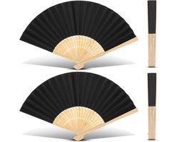 4 Stuks Chinese Waaier - vouwen Fans Bamboo Handheld gevouwen ambacht - Chinese Line Dancing Fans - handwaaier - hout - voor bruiloften bruids DIY decoratie, Vrouwen, Kids, Gift, Party Gunsten - zwart