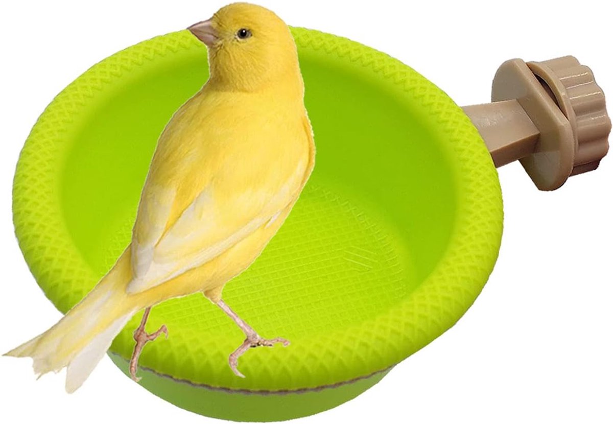 Vogelbad - Vogelbadje - Vogeldrinkschaal - Vogel Voederschaal - plastic - Vogeldrinkbak - Wandmontage - Vogelbadkooi - Vogel Badhuis - Voor kleine vogels kanaries parkieten papegaai Papegaaien - 12×4.6cm - Groente