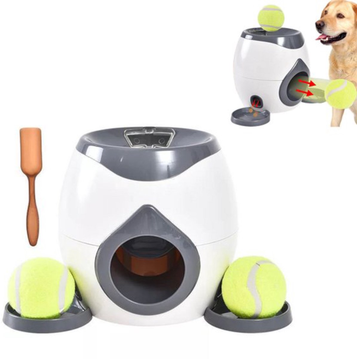 Ballengooier Automatische Ballenwerper Hond Grijs met 2 - Ballengooier - €33,59