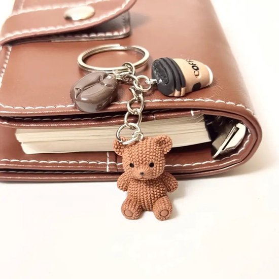 Charms de sac de Luxe - Pendentif de sac - Porte-clés - Ours - Coffee - Grain de Café - Marron