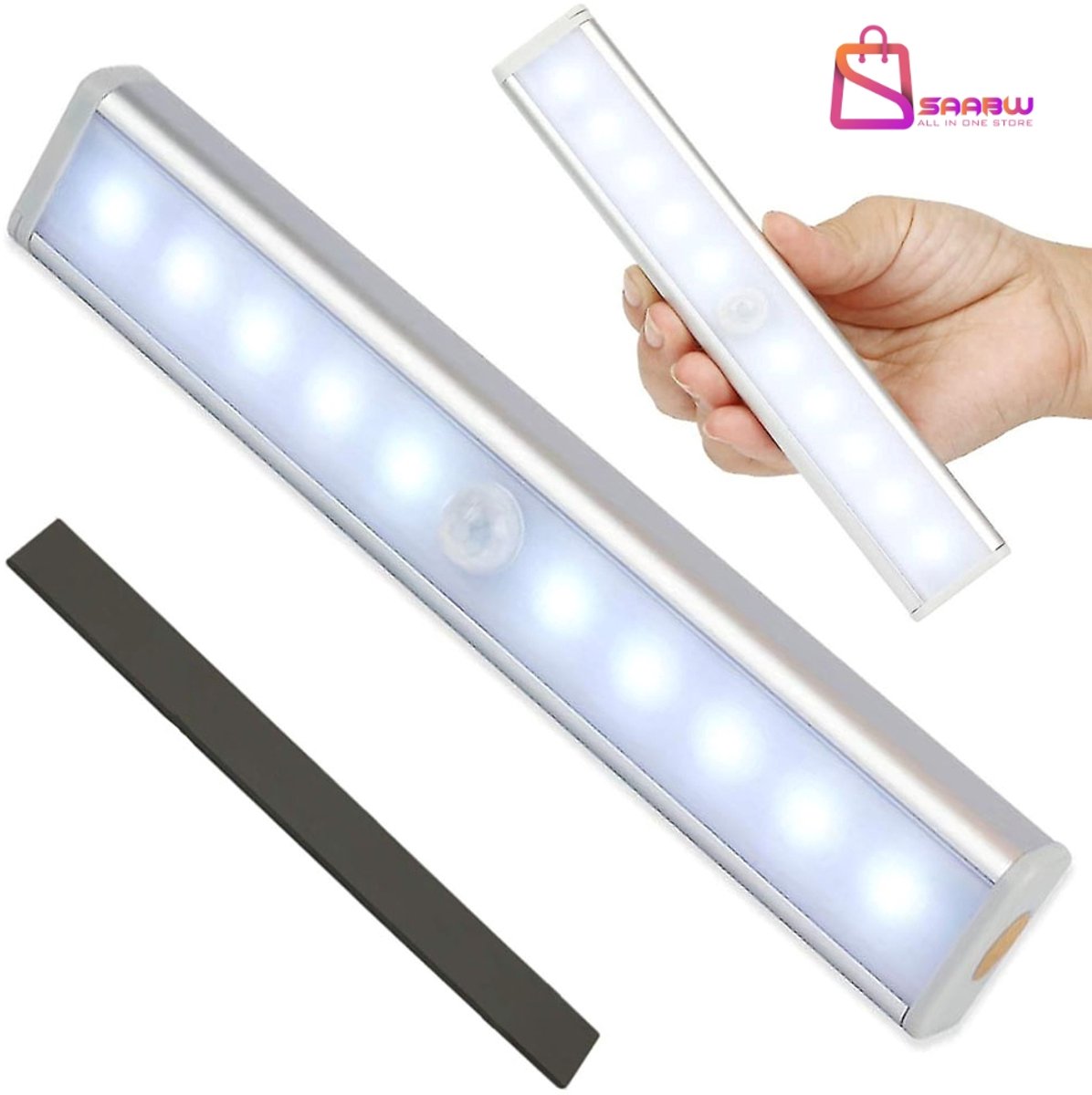 Zelfklevende LED Kastlamp met Bewegings- & Schemeringssensor – Magnetische Bevestiging – 19 cm – kastverlichting op batterij – keukenverlichting onderbouw led – 44149