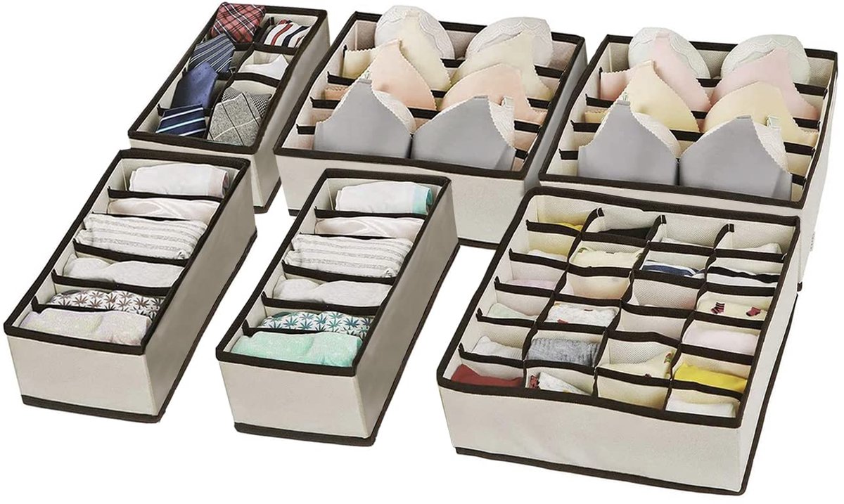 Azomor® Opvouwbare Lade-organizers Set van 6 voor Kleding en Accessoires