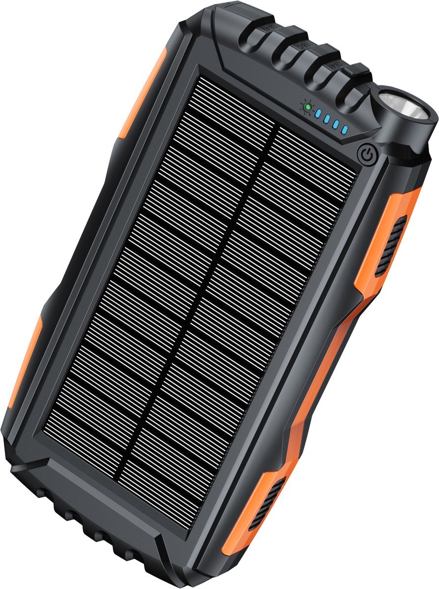 Sounix Powerbank 30000 mAh Zwart met Zonne-energie