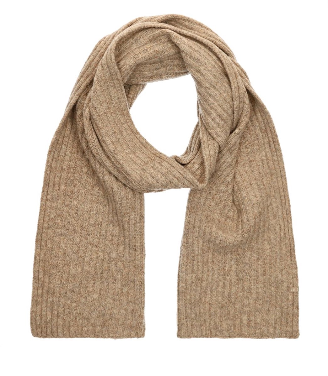 Manfield - Heren - Beige sjaal met ribbel details - Maat 1