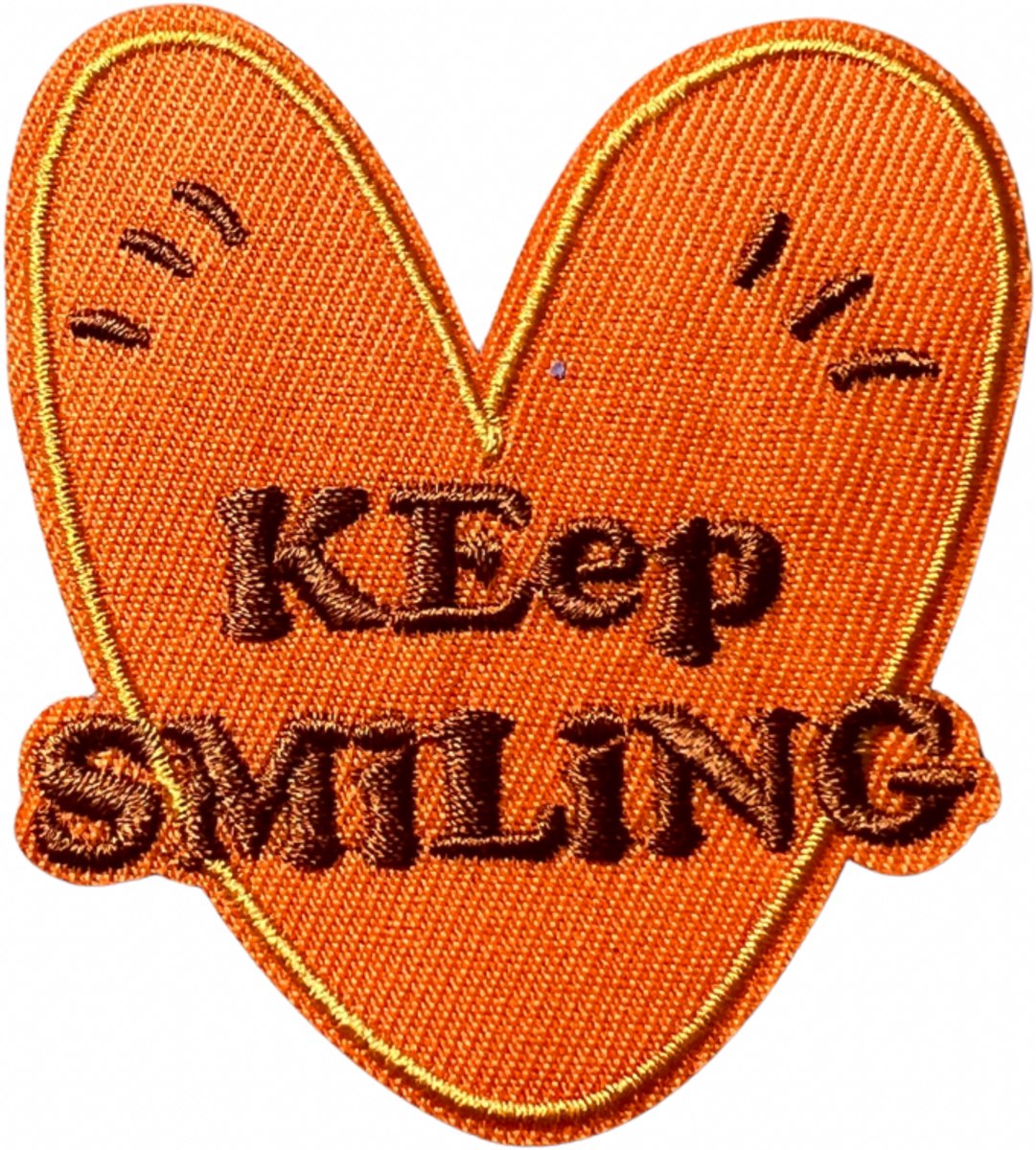 Keep Smiling Oranje Hart - Happy - Strijk Embleem Patch - meerkleurig - carnaval