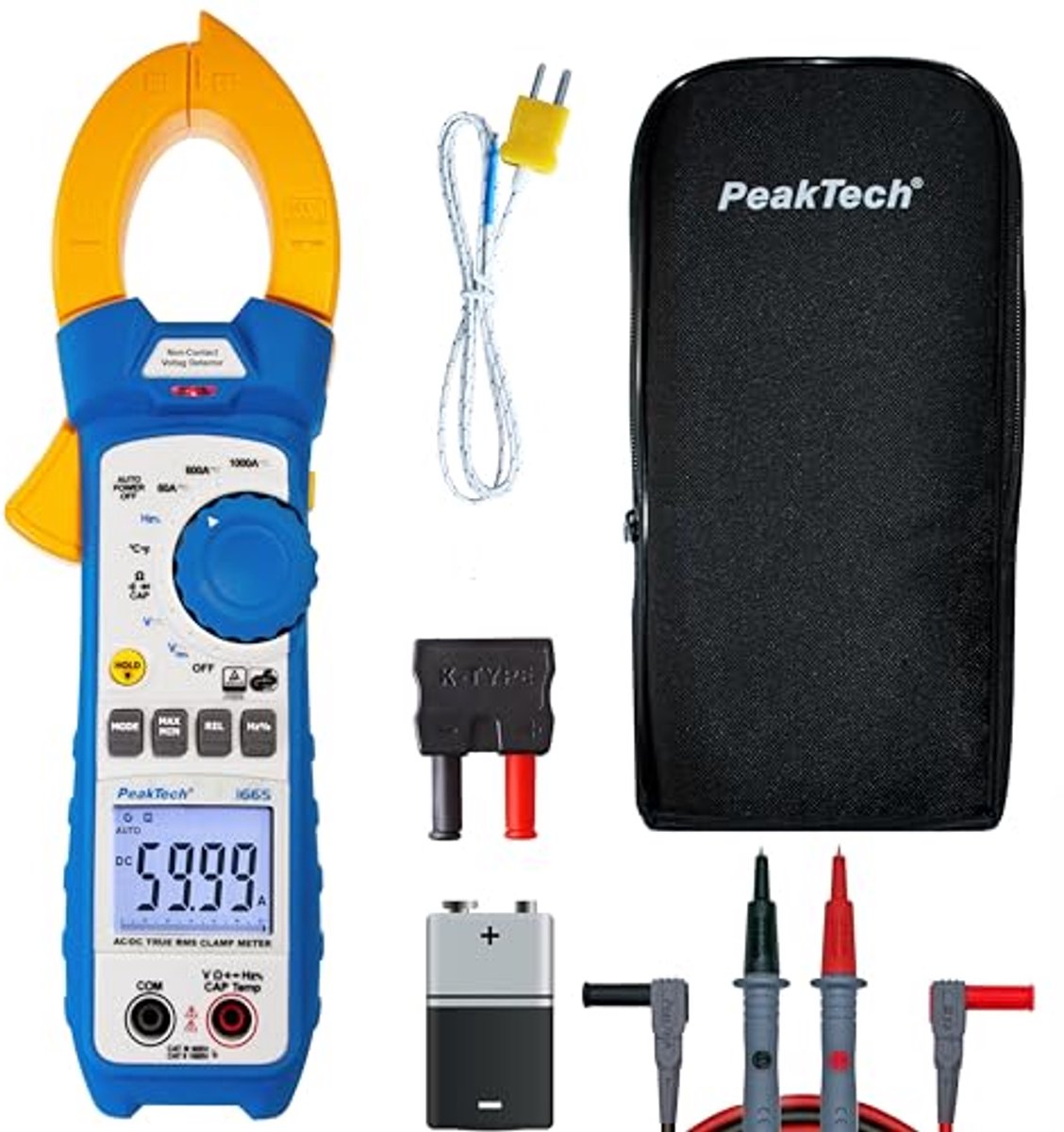 True RMS Stroomtang 1000 A AC/DC met Ledlamp - Digitale Multimeter en Spanningsmeter - Hoogwaardige Multimeter tot 6000 Counts