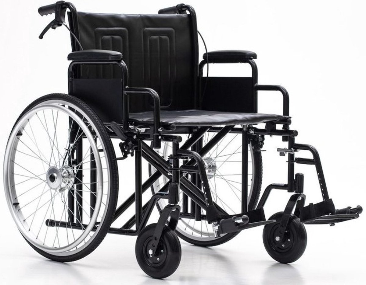 Plaza XL Rolstoel Heavy Duty Met Trommelremmen Opvouwbaar Belastbaar tot 200 kg XXL Extra Brede Zitting Van Zitbreedte 55 cm Inclusief Zitkussen