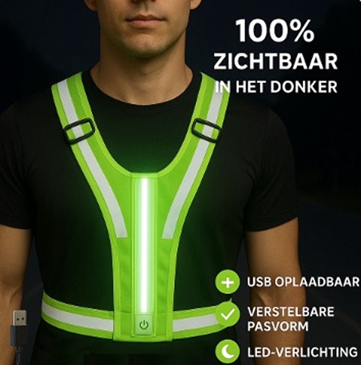 [Flexpert] [reflecterend hardloop vest] [hardloop verlichting] [hardloopvest] [oplaadbaar] [geel]
