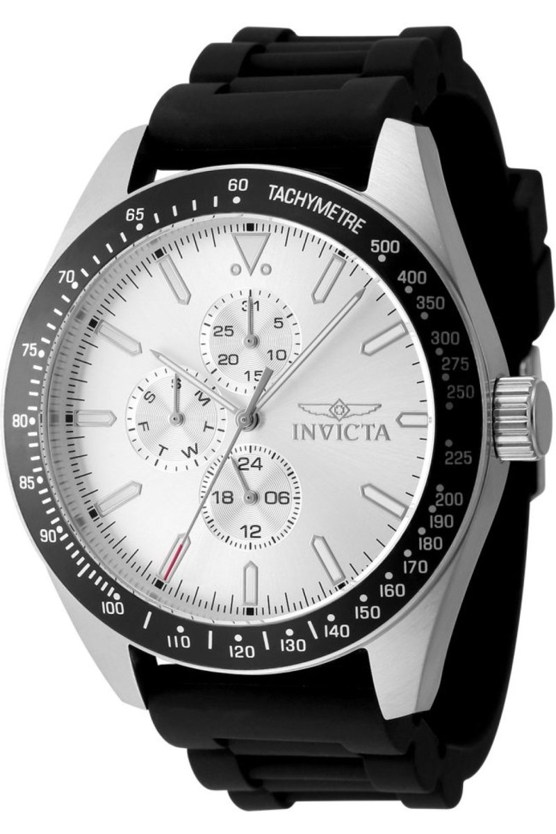 Invicta Aviator 48855 Heren Horloge - Waterdicht - Analoog - Quartz Uurwerk - Roestvrij Staal met zilveren Wijzerplaat - 45mm