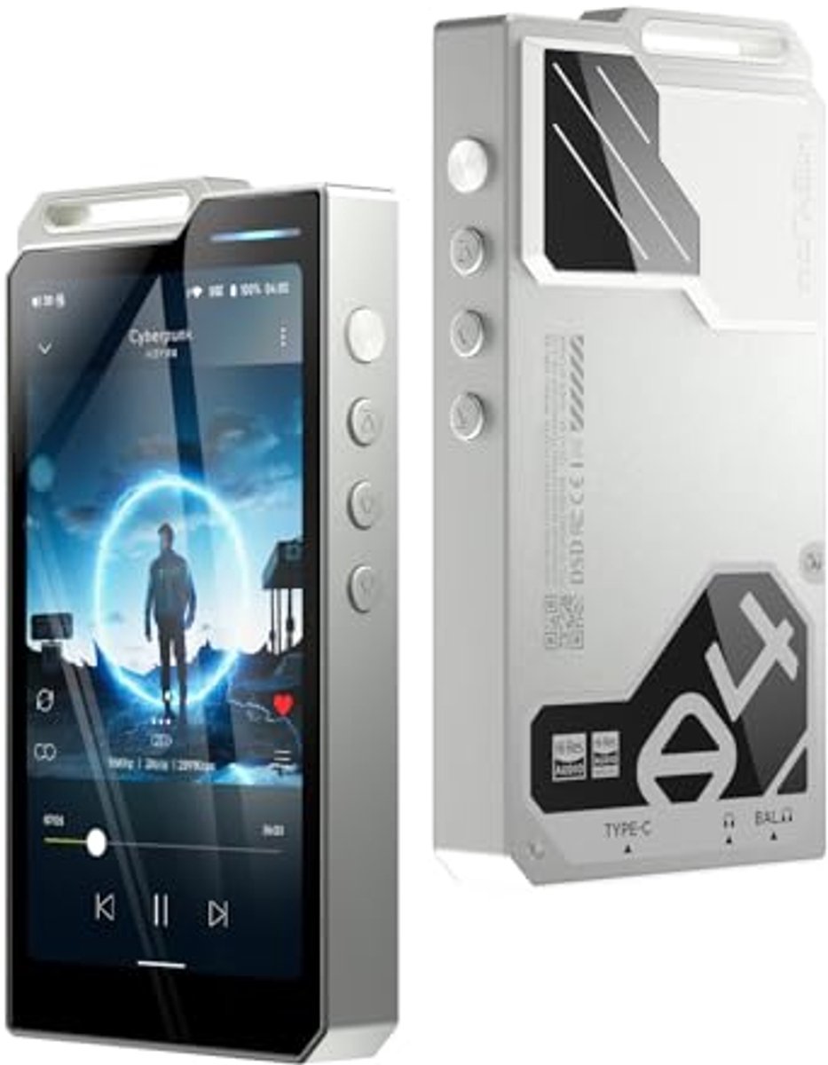 Android MP3-speler met Bluetooth en WiFi, 4 DAC, DSD, PCM, MQA, 32GB Geheugen