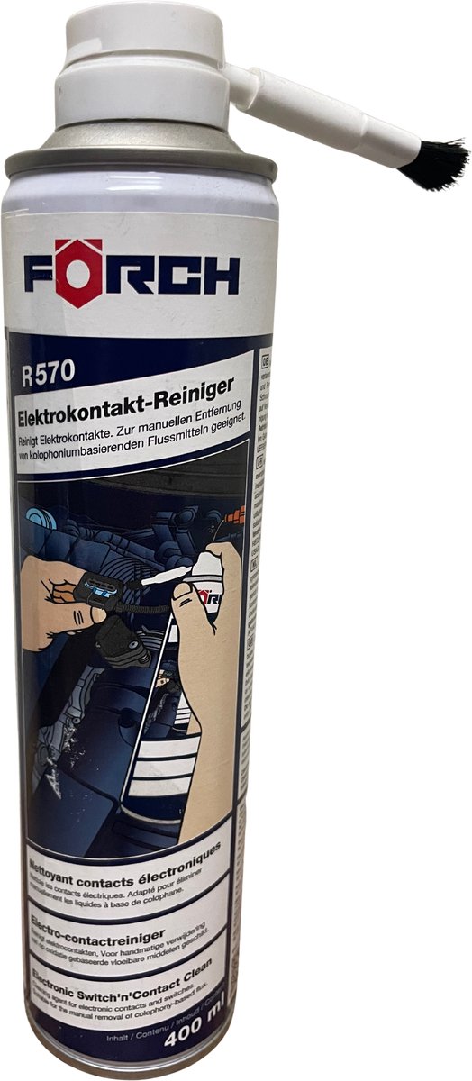 Contactreiniger 400 ml -reinigt elektrische contacten van vetophopingen, hars, stof en vuil.