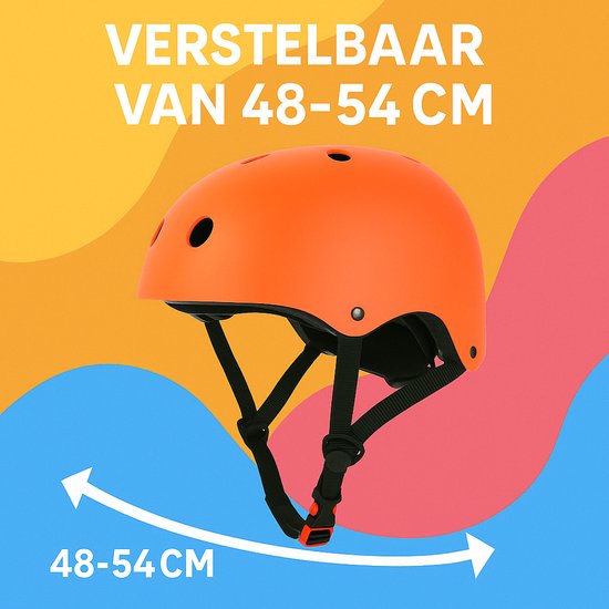 Kinderhelm Oranje - Fietshelm - Helm voor Kinderen - Skate Helm Kinderen - SkateHelm - Skate Helm Kind - Helmet - Helmen - Fietshelm Kinderen, Sporthelm - Kinderen van Merkloos — afbeelding 2