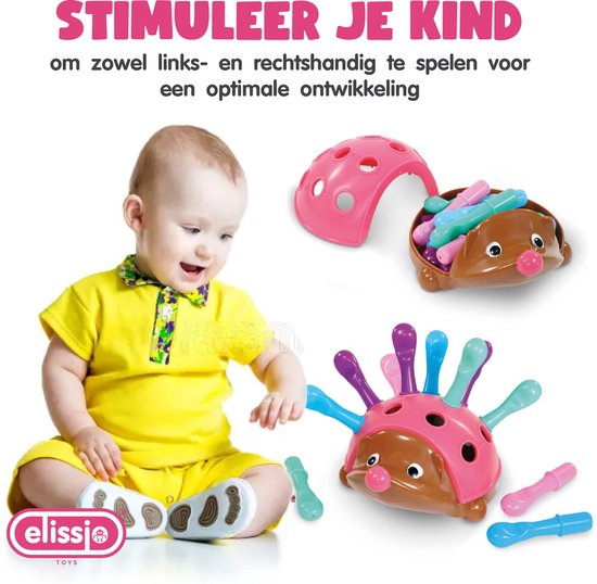 Elissio® - Montessori speelgoed Fijne Motorieke Egel - Sensorisch Speelgoed - Montessori Fijne Motoriek Kinderspeelgoed vanaf 6 Maanden - Educatief Baby Speelgoed 1 Jaar - Peuter & Kleuter Speelgoed 2-3 Jaar - Cadeau voor Meisjes & Jongens - Roze van Elissio — afbeelding 3
