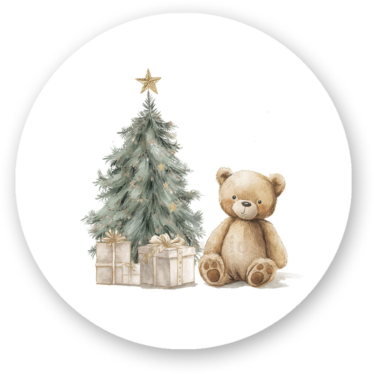 25x  Sluitstickers Kerst – Beer & Kerstboom – kerstcadeau stickers -Sluitzegels Pimp Studio