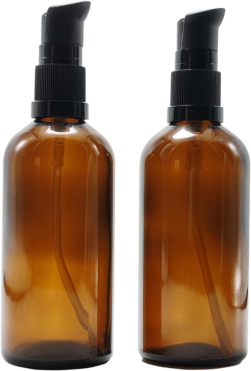Image of 100ml 3.4oz Amber Glas Reisflessen - Zwart Lotion Pompen - Lekvrije Pomp Drukflessen - Lotion Dispenser - Zeep Dispenser - Crème Cosmetics Fles Containers - Pot voor Toiletten