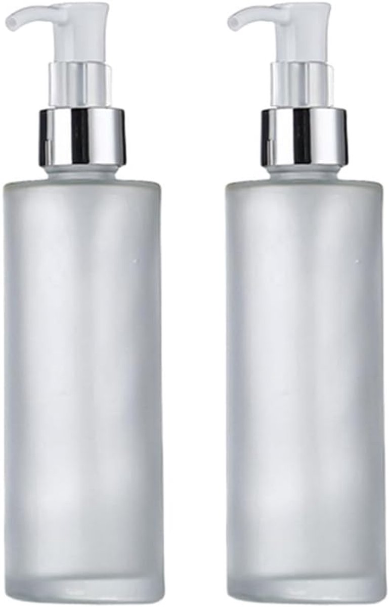 Image of 120ml Glas Reisflessen - 2Pcs Herbruikbare Mini Lotion Pompflessen voor Shampoo - Bodylotion - Essentiële Olie - Zachte Drukmechanisme