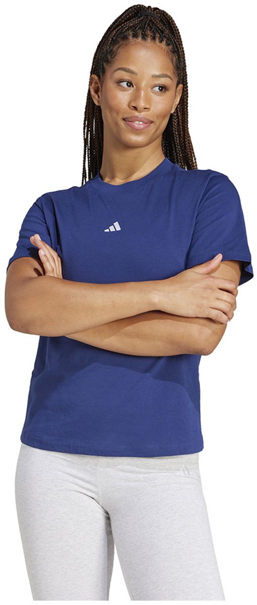 Adidas Essentials Small Logo Cotton T-shirt Met Korte Mouwen XS Vrouw Blauw