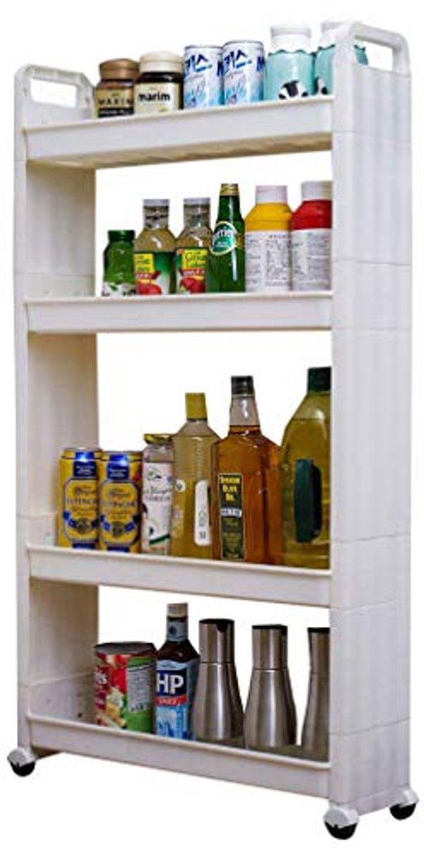 Slimme Ruimtebesparende Rollende Plank voor Wasdroger en Opslag - 4-Tier Organizer