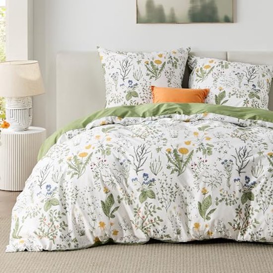 Beddengoed, 240 x 220 cm, 100% katoen, Toco, groen, 3-delig