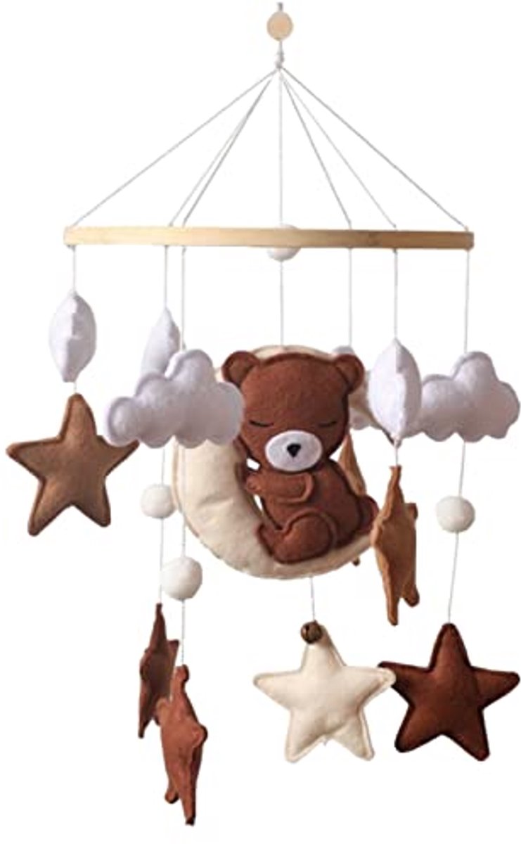 Mobiele baby windgong met miniatuurbeer en olifant