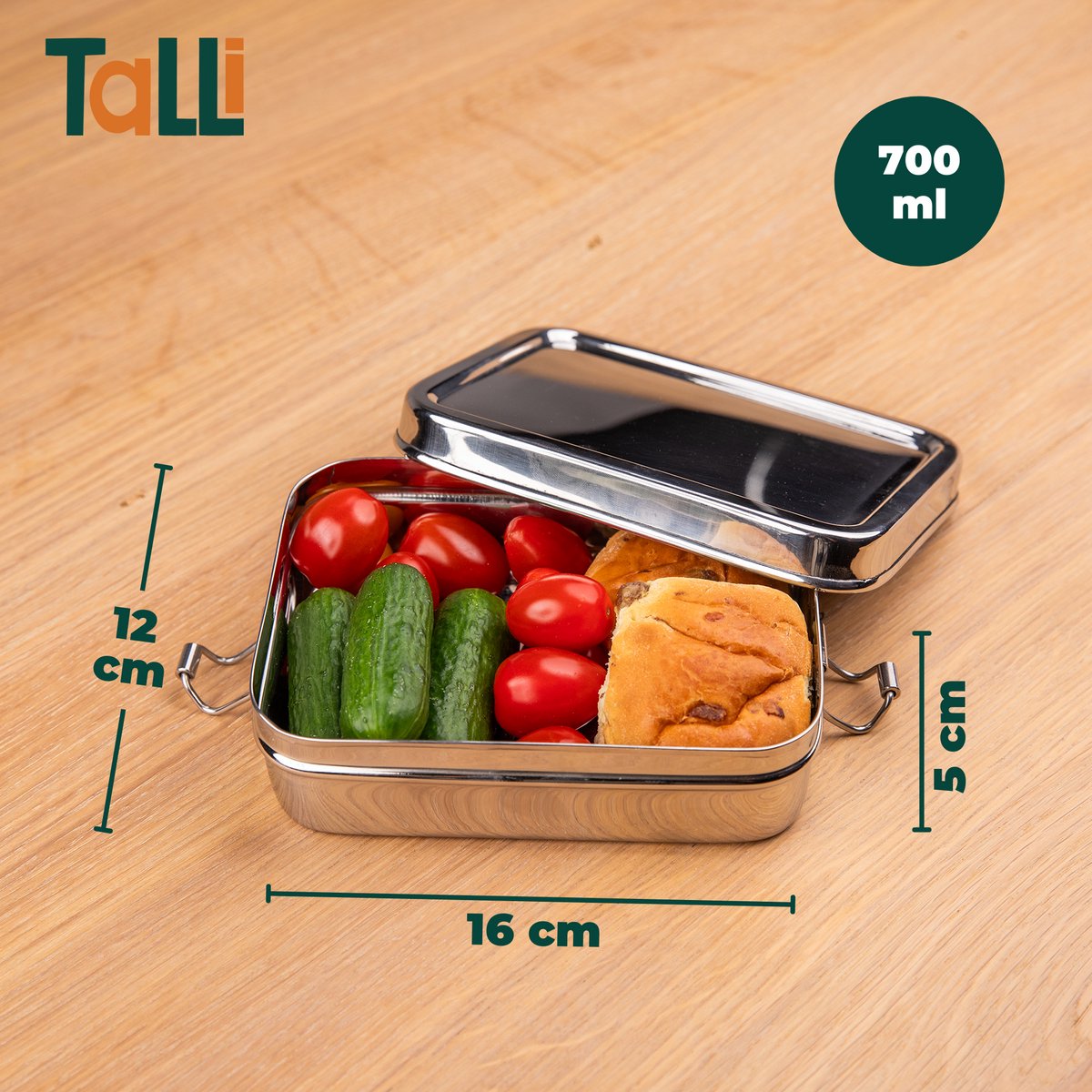 RVS Lunchbox Vierkant (Medium) - Broodtrommel - Lunchbox - Brooddoos - Lunchbox volwassenen en kinderen- Lunchtrommel