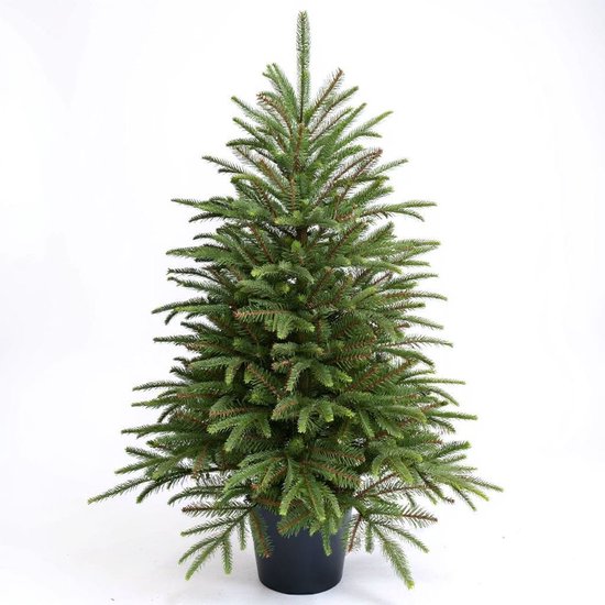 Premfy Kunstkerstboom in pot 90 cm - Natural Green - Realistisch ogende Kerstboom - Groen - PVC en PE takken - Inclusief pot - Ø 65 cm - Kleine - Mini Kerstboom in Pot - Pot Tree - Natuurlijke Uitstraling