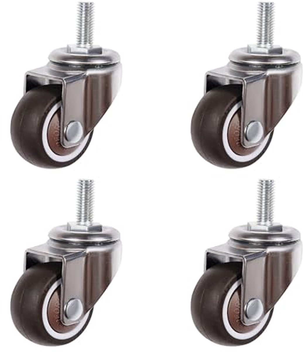 Mini-meubelwielen met Schroefdraad M8 x 20 mm - Rubberen Zwenkwielen voor Meubels en Kleine Wagen - Set van 4, Draagkracht 80 kg