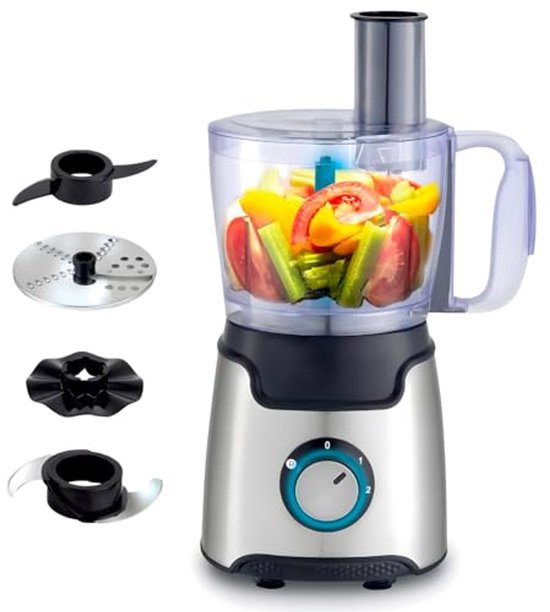 Multifunctionele keukenmachine 1,25L - 750W met 7 functies - handmatig snijden, hakken, raspen, kneden en meer van Merkloos — afbeelding 5