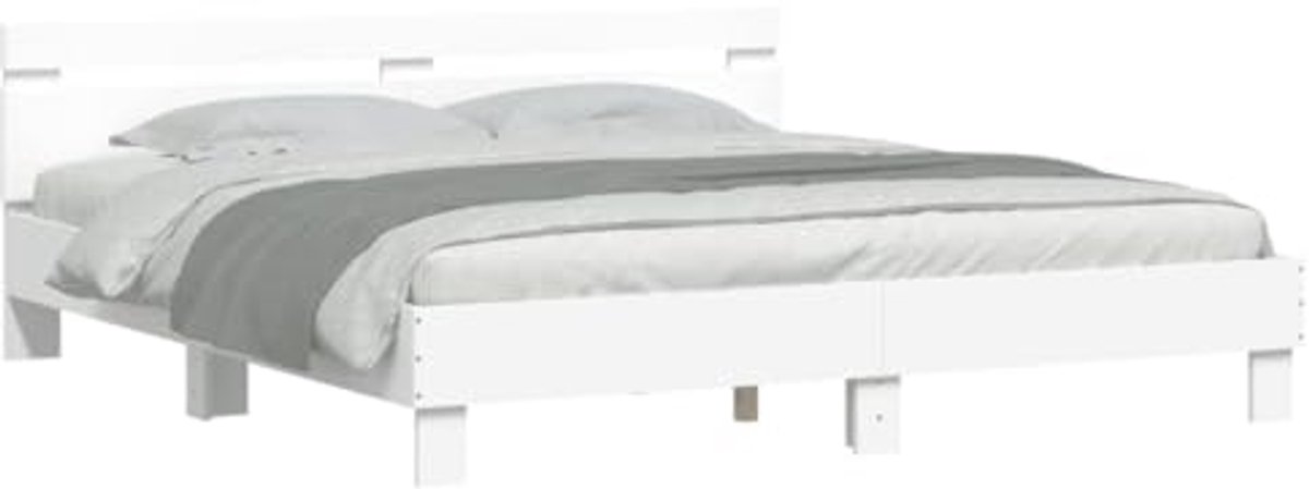Stijlvol Bedframe met Hoofdeinde van Hout - 200x200 cm - Dubbel Bed voor Slaapkamer
