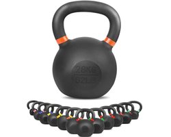 Kettlebell 4kg - 28kg van massief gietijzer met poedercoating - Schommel halter voor krachttraining thuis