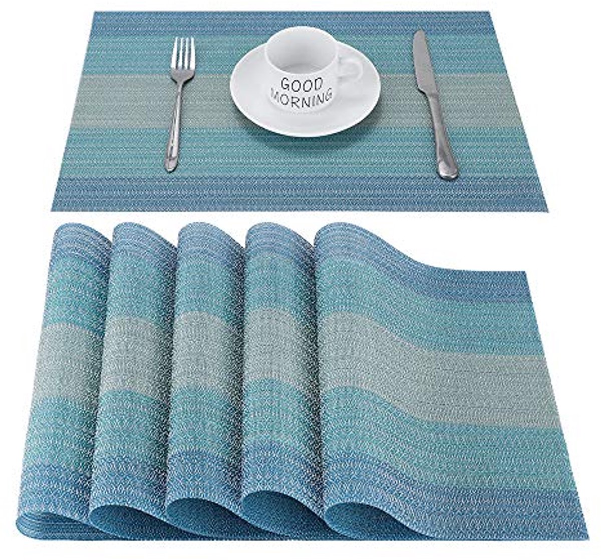 Vlekbestendige Antislip Placemat Set van 6 - Hittebestendige Tafelmatten 45x30 cm