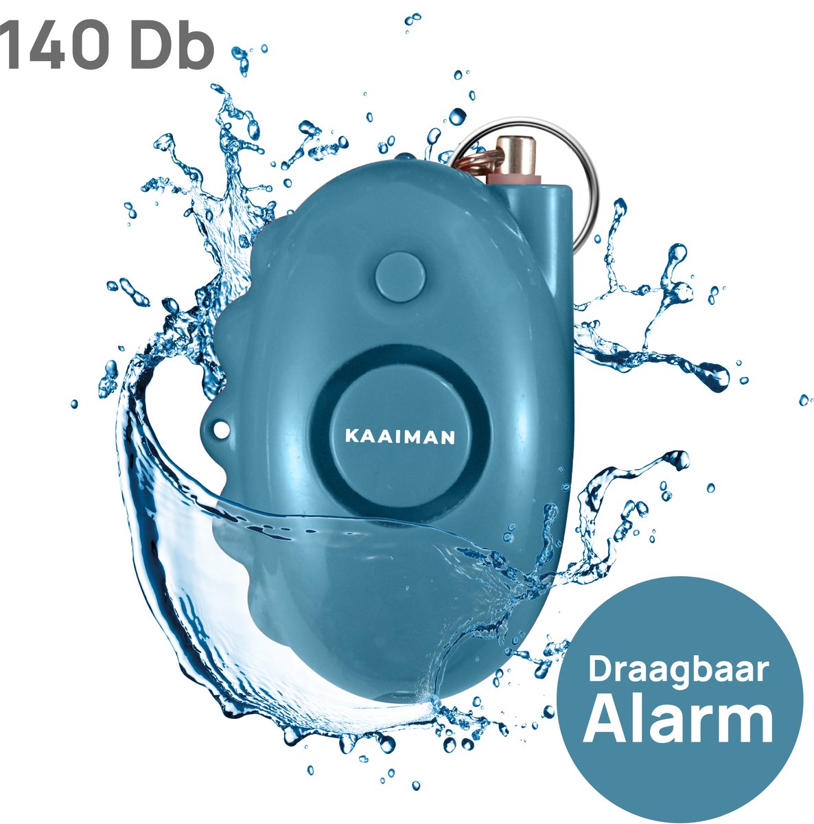 Kaaiman® Persoonlijk Alarm – Alarm sleutelhanger - Ingebouwde zaklamp - Inclusief batterij - Veiligheid - Zelfverdediging - 140 dB - Sleutelhanger - Waterproof - Blauw 2025 model