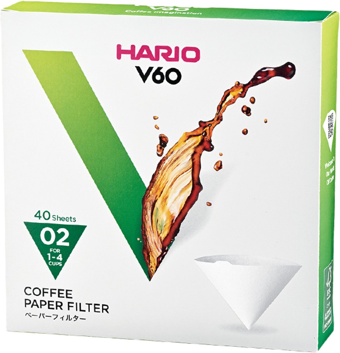 HARIO V60 Filterpapier - 02 Size - 40 stuks - Wit