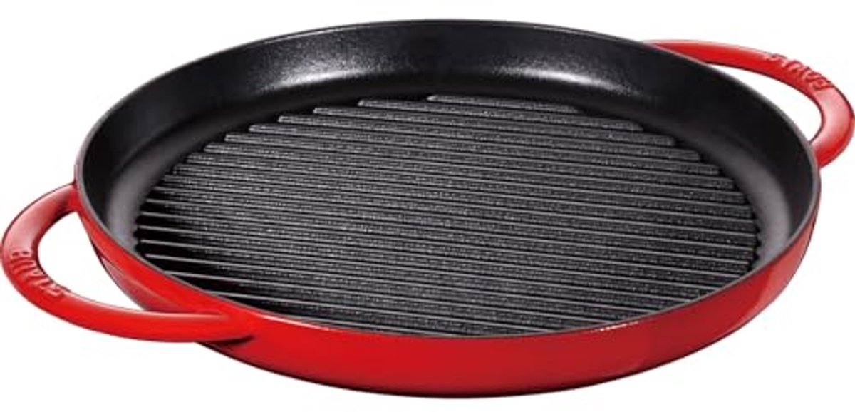 Ronde Grillpan 30 cm - Gietijzer, Kersenrood