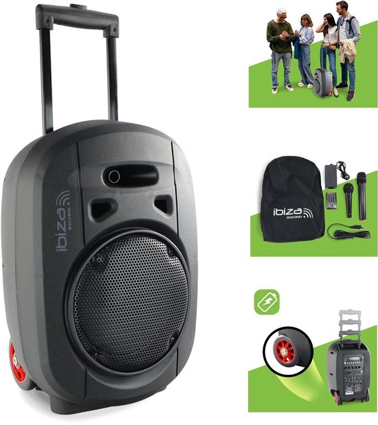 Ibiza PORT8UHF-MKII-TWS - draagbaar geluidssysteem met TWS en UHF-microfoon - 8 inch - Bluetooth - MP3 - artiesten - TWS-stereo van Merkloos — afbeelding 4
