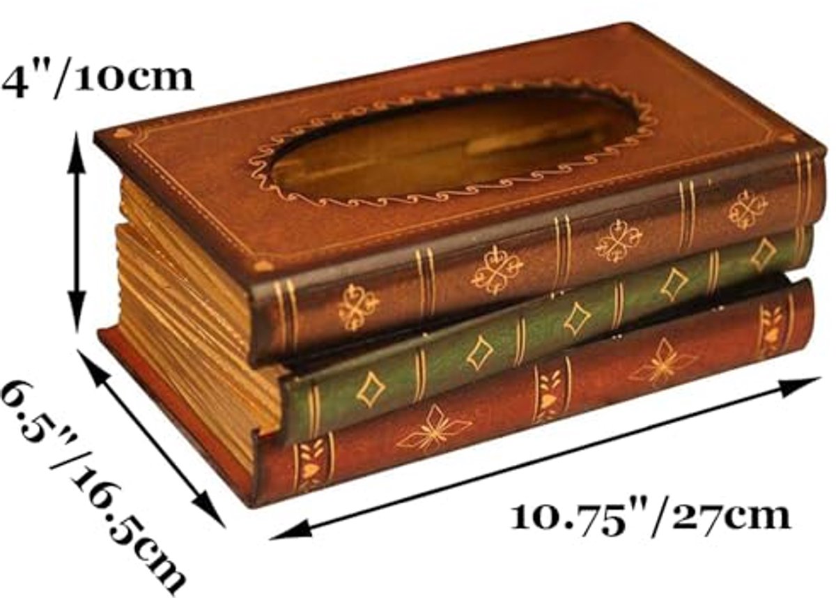 Elegante zakdoekdoos van antiek hout voor thuis, kantoor en auto - 27 x 16,5 x 10 cm