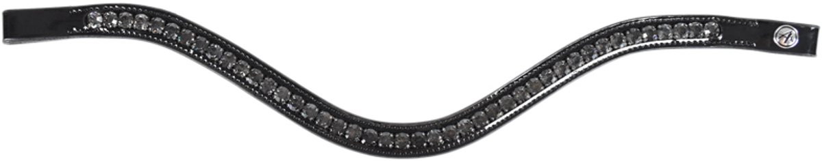 Frontriem Anatomica Welfare Preciosa - Black, leather, Nightfall Grey crystals - Full