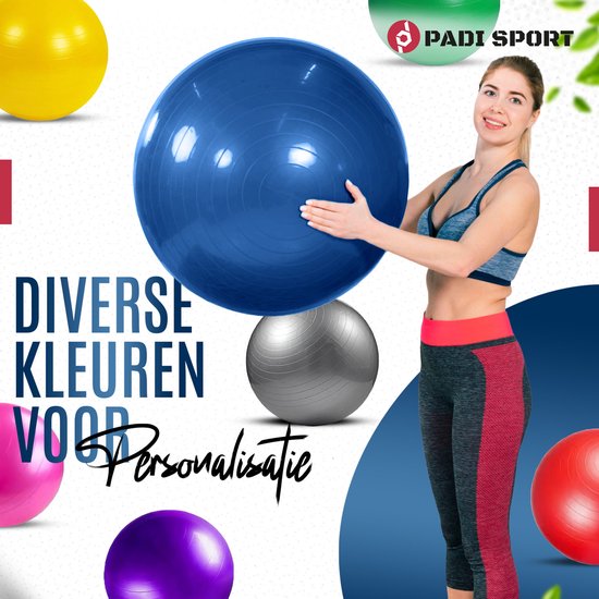 Padisport - Yoga Bal - 55 Cm - Zwangerschapsbal - Yoga Bal Inclusief Pomp - Fitnessbal - Pilates Bal - Yoga Bal Paars - Yoga Bal 55 Cm - Yoga - Fitness - Paars van Padisport — afbeelding 3