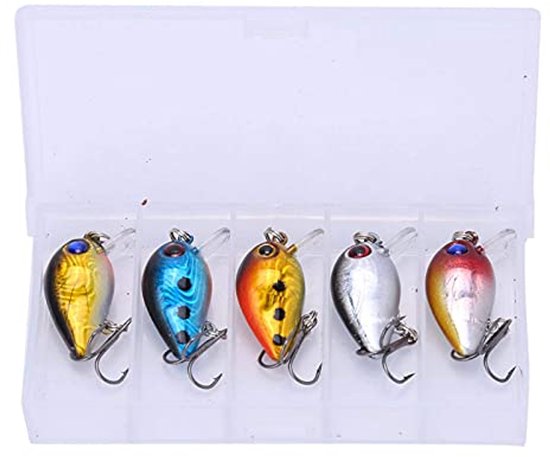5 Stuks Mini Kunstaas – 3 Cm, Minnow Met 3D Holografische Ogen, Scherpe Weerhaken, Voor Baars, Snoek, Forel – Met Transparante Opbergdoos