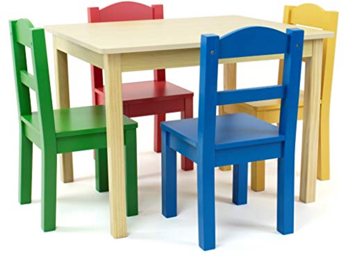 Houten vierkante kindertafel met 4 stoelen - Perfect voor peuters en kleuters