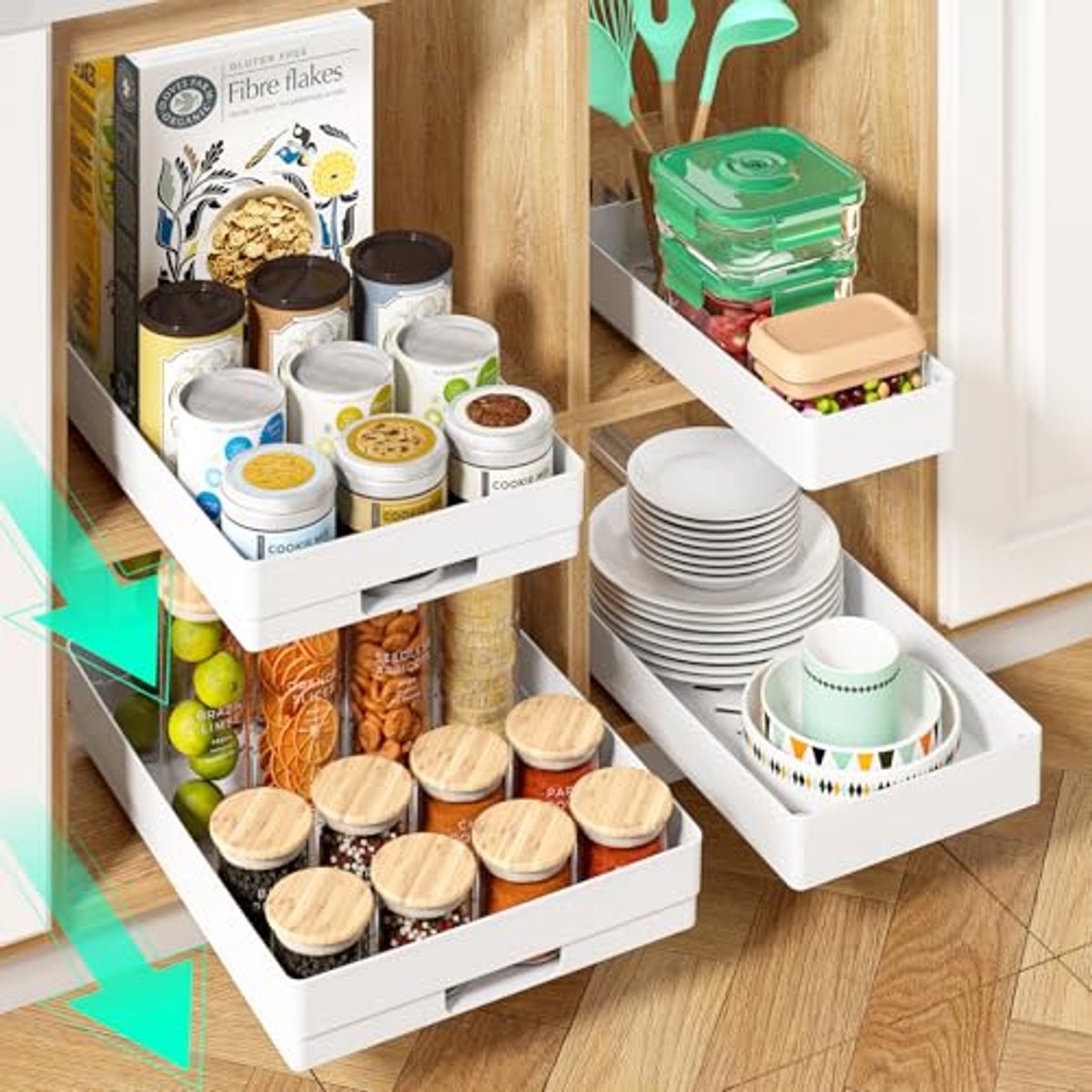 Uittrekbare Kastorganizer - 4-pack voor Keuken, Badkamer en Slaapkamer