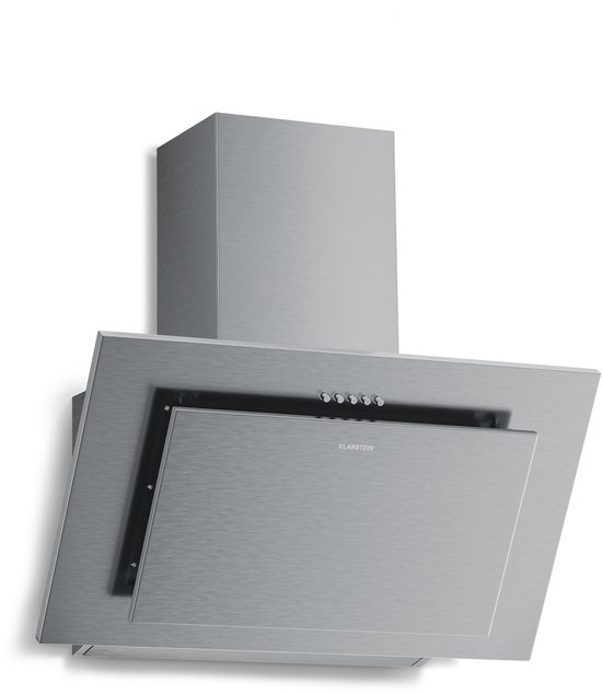 Klarstein Athena schuine afzuigkap - 60 cm, 404 m³/u luchtstroom, A+++ energieklasse, ledverlichting, 3 snelheden, stil, recirculatie en afzuiging, drukknoppen, koolstoffilter, roestvrij staal