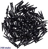 Knaak Mini Épingles à linge - 100 pièces - 3cm - Bois - Zwart