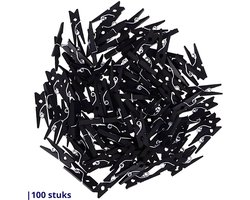 Knaak Mini Wasknijpers Zwart - Set van 100 Stuks - 2.5 cm - Houten Knijpers - Voor Decoratie & DIY