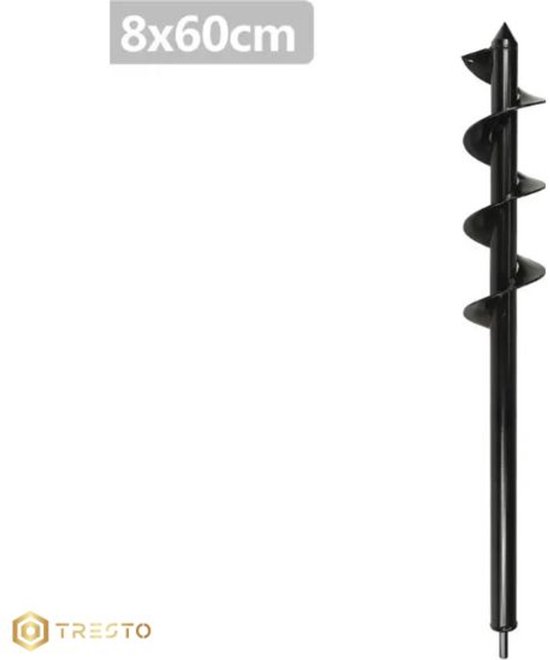 TRESTO - Grondboor - Grondboor voor boormachine - Bollenplanter - Palenboor - Boor - Tuin - 60X8 CM — afbeelding 3