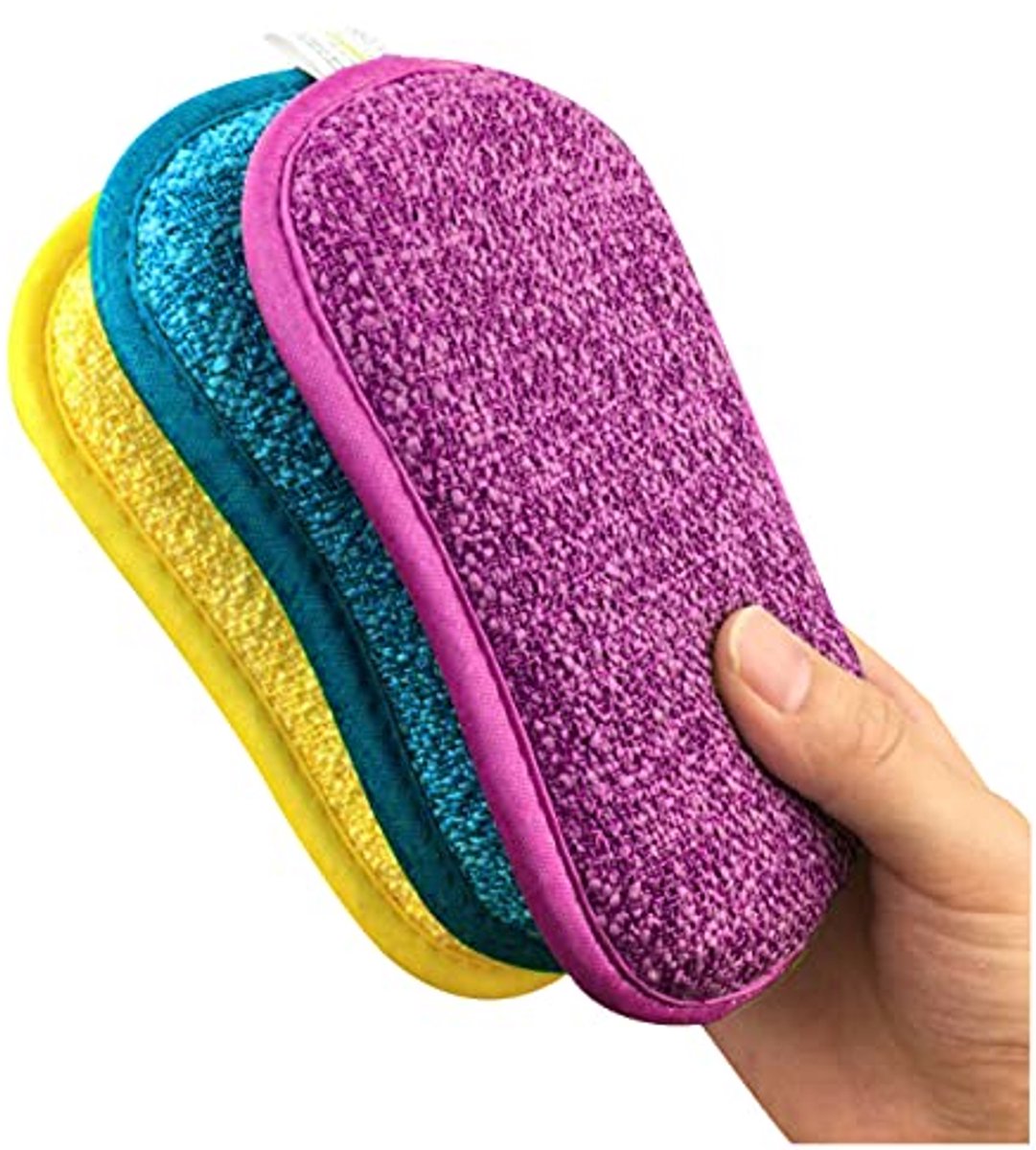 Microvezel Keukensponzen - Dubbelzijdige Potenreinigers, 3 Stuks